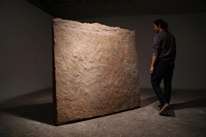 Unfired raw clay installation(at wet state)