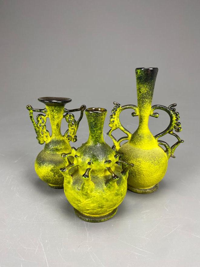 Three Light Green Vase Ceramics