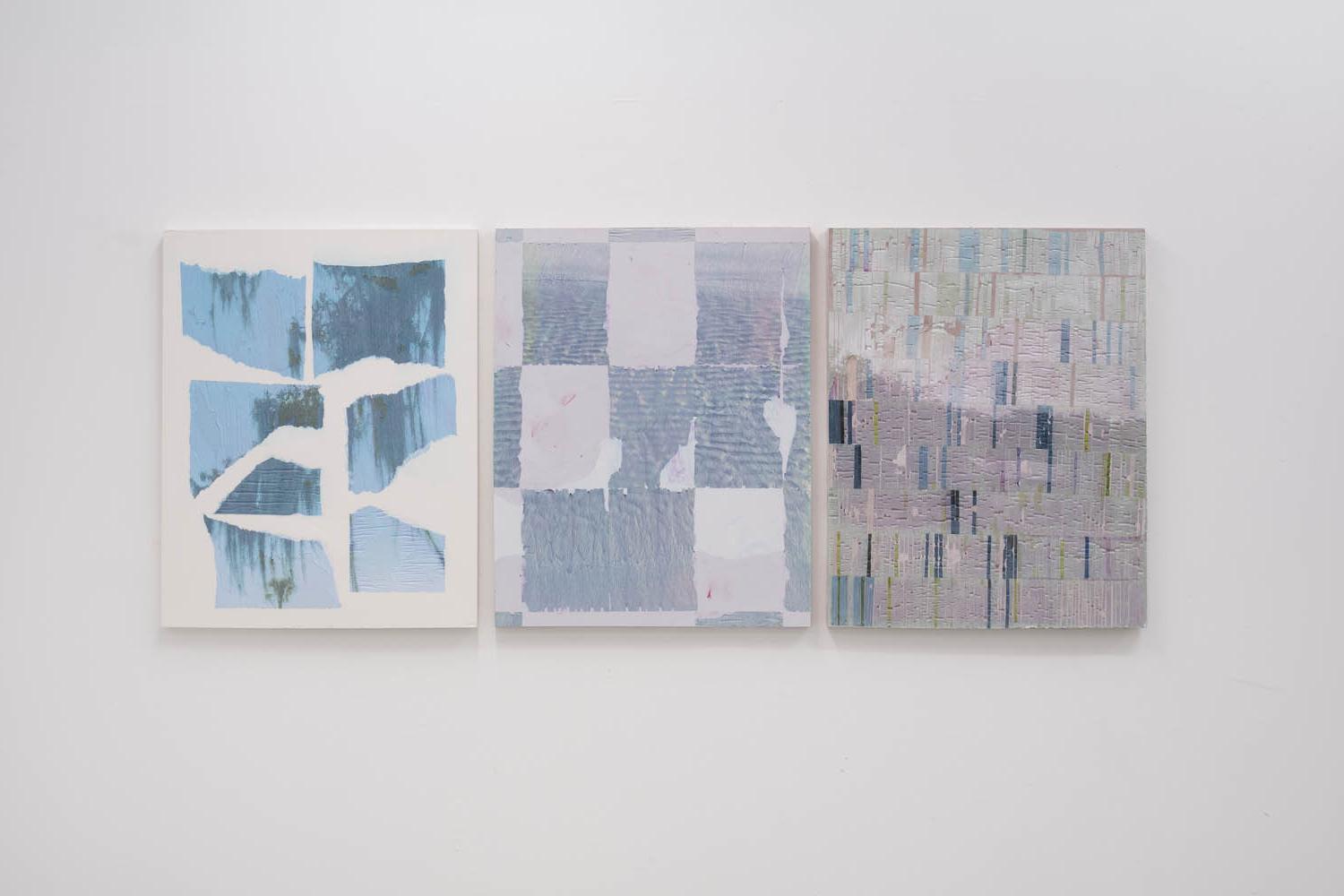 three works on white wall